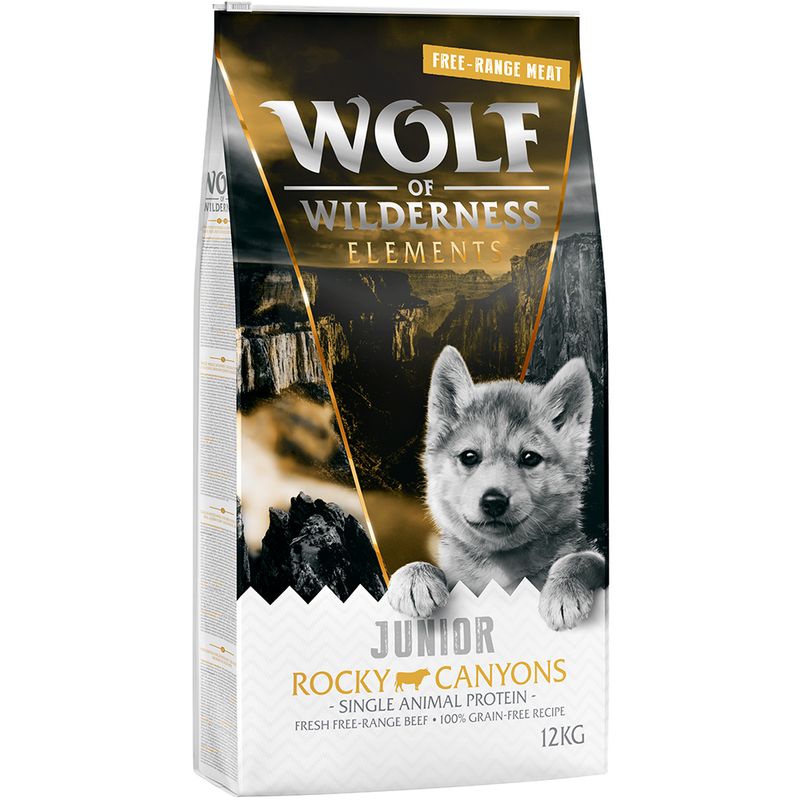 zooplus Wolf of Wilderness JUNIOR Sensitiv Rocky Canyons Freiland-Rind - getreidefrei kaufen Saisonale Angebote