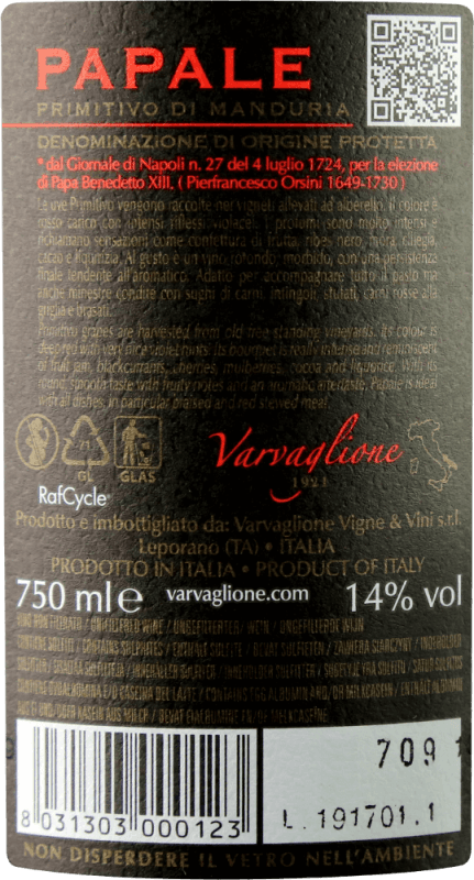 vinello Papale Primitivo di Manduria DOP - Varvaglione Super Rabatt
