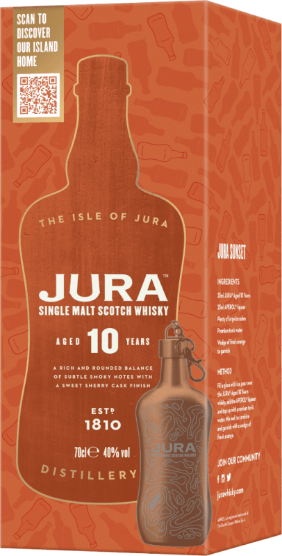 vinello Jura Single Malt Scotch Whisky 10 Years Hip Flask in GP - Jura Rabatt