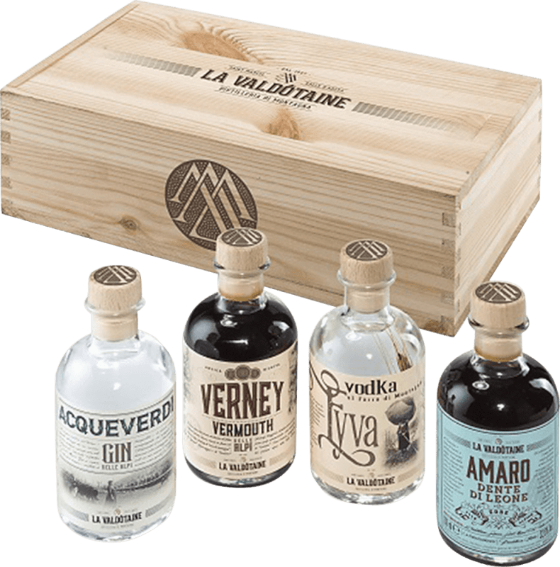 vinello Sampling Box Gin Vermouth Vodka Amaro 4 x 0 2l - La Valdôtaine Jubiläumsangebot