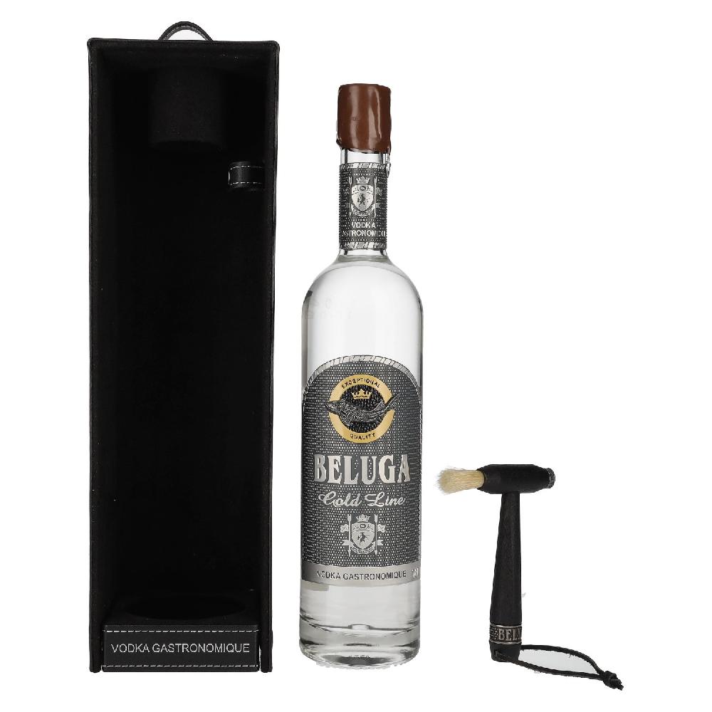 delicando Beluga Gold Line Vodka Montenegro 40% Vol. 0 7l in Geschenkbox in Lederoptik mit Pinsel Online Shopping