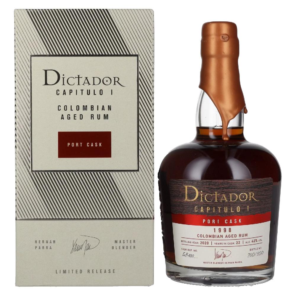 delicando Dictador CAPITULO I 22 Years Old Port Cask Colombian Aged Rum 1998 42% Vol. 0 7l in Geschenkbox Zeitbegrenzte Promotion
